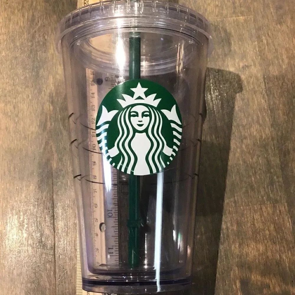 Starbucks plastic tumbler with straw